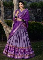 Tussar Silk Purple Festival Wear Foli Printed Readymade Lehenga Choli